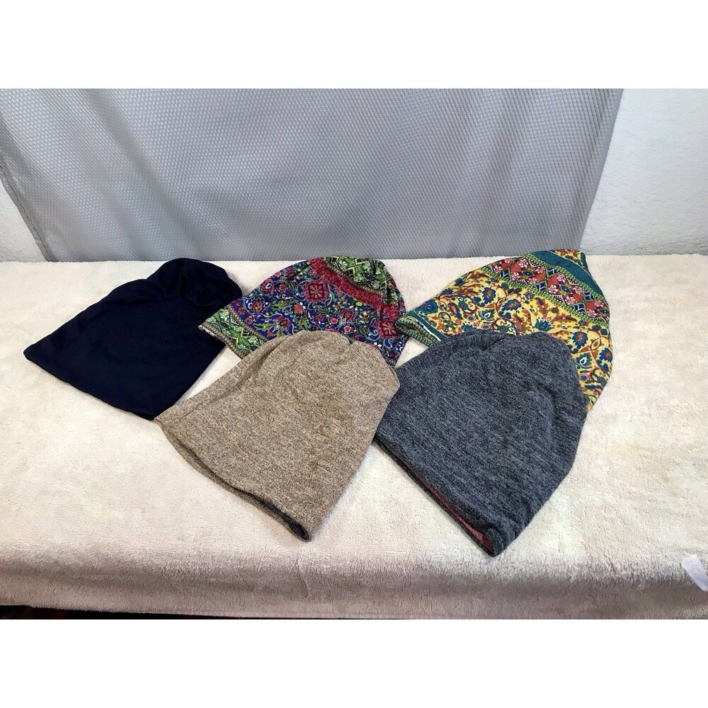 Lot Of 5 Cotton/Blended Headwear  - Good For Cancer Patients